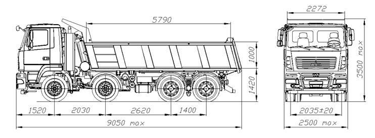 XE TẢI BEN 4 CHÂN – MAZ 6516B9